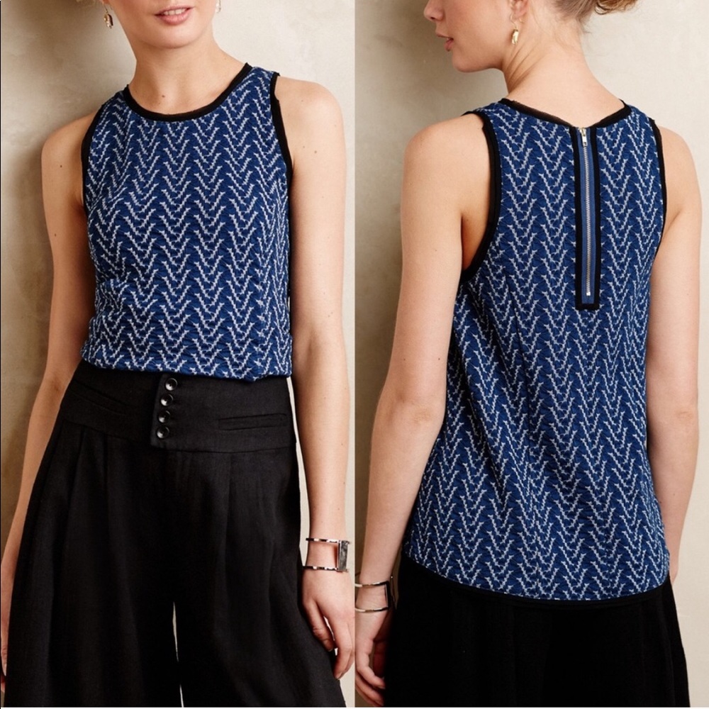 Anthropologie Postmark Blue Textured Tank - small